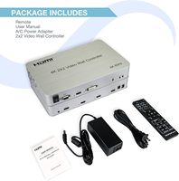 Controlador de pared de video 4K60HZ 2x2 2 entradas 2 salidas HDMI 2,0 HDCP 2,2 compatible con rotación de 90 grados para enmascaramiento de borde de retrato 1x4
