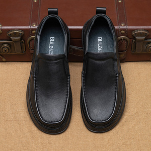 Chaussures bateau pour hommes en cuir véritable à enfiler, bout rond, semelle extérieure en caoutchouc, semelle intermédiaire en EVA, amorties, toutes saisons, décontractées et de travail - Product Image 2