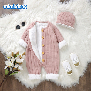 Los mejores suéteres cálidos de punto <span class=keywords><strong>para</strong></span> bebés recién nacidos mimixiong, peleles con forro polar, ropa con sombreros <span class=keywords><strong>para</strong></span> bebés, conjuntos de ropa - Product Image 6
