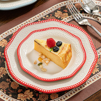 Assiettes à dîner en porcelaine française bleue personnalisables en gros, 8,5 pouces, style européen nordique shabby chic, assiette à salade lavable, marque Raylon