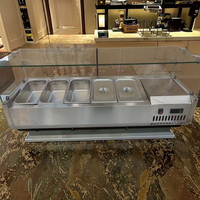 Comptoir réfrigéré pour la préparation de pizzas, à façade ouverte, en acier inoxydable, pour salades et sandwichs, avec bacs GN