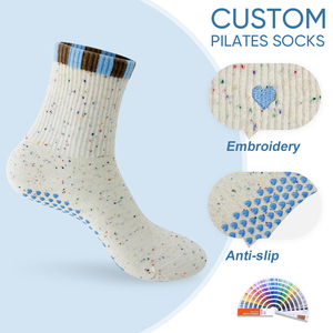 ถุงเท้าพิลาทิสคุณภาพดีสำหรับผู้หญิง สีสันตามสั่ง ถุงเท้าโยคะสำหรับพิลาทิส <span class=keywords><strong>บาร์</strong></span>เร และการออกกำลังกายบนพื้น - Product Image 1