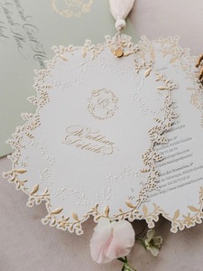 주문 럭셔리 청첩장 Rsvp 카드 레터 프레스 디자인 봉투 종이 보드 인쇄 포함 - Product Image 6