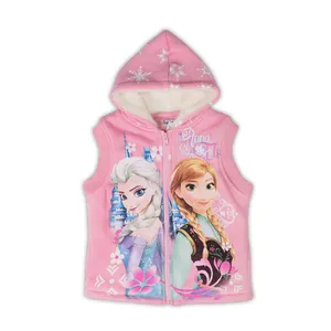 Girls vest plus velvet thickened autumn and winter 2023 new style kids children's vest baby coat Elsa Anna fashion