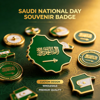 Badge en métal émaillé personnalisé pour la Fête nationale saoudienne, épinglette promotionnelle d'entreprise en gros, souvenir pour cadeau d'affaires au Moyen-Orient