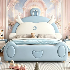 Juego de Cama Infantil Azul Popular, Cama Infantil con Diseño de Princesa de Dibujos Animados, Cama para Niños y Niñas con Tobogán, Muebles para Dormitorio - Product Image 5