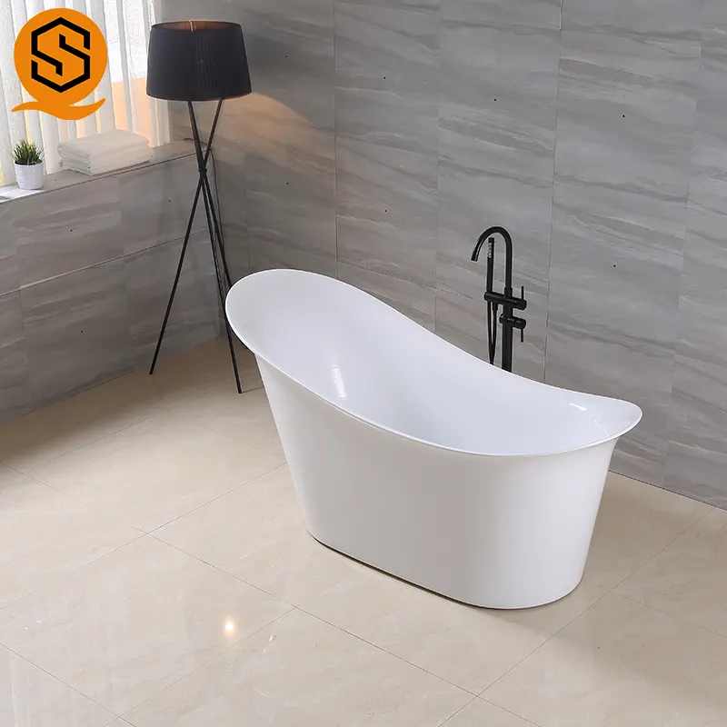 Bak mandi portabel warna putih luar ruangan, untuk dewasa berbagai ukuran dalam stok berdiri bebas bak mandi serat kaca kamar mandi murah