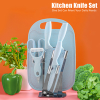 KINGWISE Lot de 7 couteaux de cuisine en acier inoxydable de haute qualité Ensemble de couteaux de chef antiadhésifs avec bloc Nouveau design Outil de cuisine