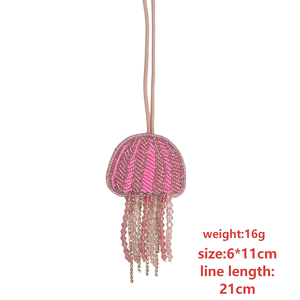 RTS-6 Handgemaakte strass-parelversierde kwallenapplicaties hangende touwpatches kristallen tasband met kwast - Product Image 3