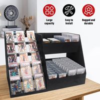 Support d'affichage pour cartes à collectionner - Peut contenir plus de 200 cartes /BGS/SGC - Cadre en bois à 5 niveaux - 8 porte-cartes - Diviseurs - Cartes de sport - Baseball - Graduées - Noir