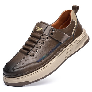 รองเท้าผ้าใบผู้ชายทรง Chunky หนังแท้ ส้นเตี้ย กันลื่น พื้นรองเท้า EVA กลางพื้นยาง พื้นรองเท้าด้านนอกยาง รองเท้าลำลองใส่สบาย - Product Image 4