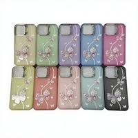 Coque de téléphone en TPU de luxe avec motif papillon diamanté pour iPhone 17 16 15 14 13 et ITEL A100 S26 Ultra, avec support et protection d'objectif pour filles