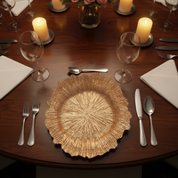 Luxuriöser 13-Zoll runder PP-Kunststoff-Platzteller, langlebig, mit Muster, für Hochzeiten, Geburtstage und Abendessen