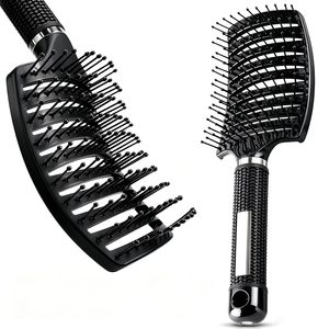 High Quality Curved <b>Vented</b> Detangle Hair <b>Brush</b> Women Hair Scalp Comb Nylon Bristles Hairbrush for Salon Hairdressing Tools - Product Image 2