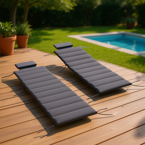Foldable Dark Gray Chaise <b>Lounge</b> <b>Cushion</b> Set Of 2 80 X 26 Outdoor UPF50 Plus Olefin <b>Sun</b> Loungers - Product Image 2