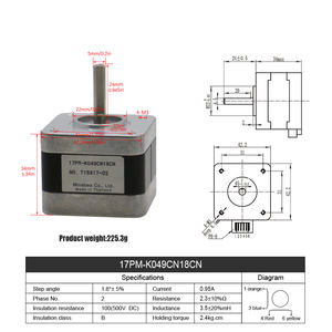 มอเตอร์สเต็ปเปอร์ไฮบริด HLTNC 12V 24V 34MM <span class=keywords><strong>Nema</strong></span> <span class=keywords><strong>17</strong></span> แบบ 2 เฟส <span class=keywords><strong>1A</strong></span> รุ่น 42HS34-1704A5 สำหรับเครื่องพิมพ์ 3 มิติ - Product Image 2