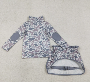 Conjuntos de ropa para hermanas, niñas, con estampado de camuflaje del sur, suéter con cremallera, falda y pantalones cortos - Product Image 3