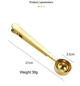Custom Stainless Steel Milk Powder Measuring Bean Spoon <b>Coffee</b> <b>Scoop</b> With Bag Clip - Product Image 2