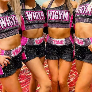 OEM Kids Beaded Spandex Performance Printed Cheerleading Uniforms with <b>Rhinestone</b> Wholesale - Product Image 1