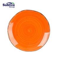 Assiette ronde à motif d'anneaux d'arbre, 16,8 cm - Orange foncé, en porcelaine renforcée, passe au lave-vaisselle et au micro-ondes