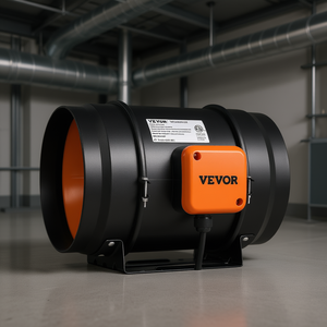 Ventilador Industrial Vevor de 8 Pulgadas para Conductos HVAC, con Control de Velocidad Variable, 2500 RPM, Rodamiento de Bolas, 110V - Product Image 2
