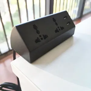 High Quality 2 AC power outlet 2 USB port Removable Clamp on Desk Edge Mountable Universal Power Socket for office desk