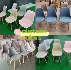 Sedia da Pranzo in Plastica Stile Scandinavo con Gambe in <span class=keywords><strong>Legno</strong></span> per Casa, <span class=keywords><strong>Cucina</strong></span> e Caffetteria - Product Image 6