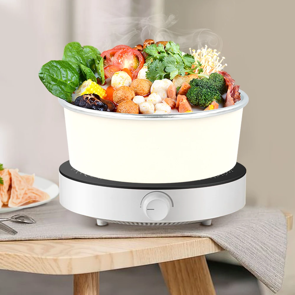16Oz Disposable Custom Print White Salad Food Aluminium Foil Paper Rice Bowl Heatable With Lids