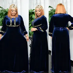 Turkey Dubai Style National Slim Dress Rhinestone Luxury Velvet Elegant Women Gowns Muslim Bodycon Abaya
