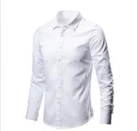Vente en gros de chemise blanche à manches longues pour hommes, vêtements d'affaires professionnels avec col, costume décontracté, hauts à boutons, taille S-5XL