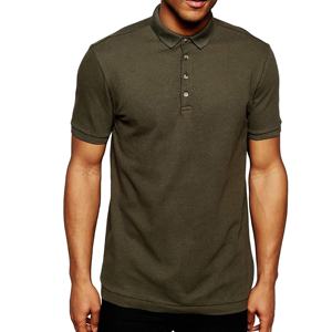 Camiseta de algodón con cuello acanalado para hombre, polo con textura de punto superb, ropa de color caqui - Product Image 1