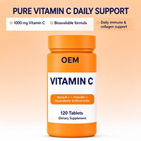 Comprimés de Vitamine C en Gros OEM, 120 Unités avec Bioflavonoïdes, Complément Alimentaire