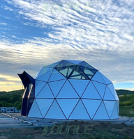 Dôme en verre de haute qualité avec panneaux en aluminium spatial et salle de bain – Cabane de camping de luxe – Dôme géodésique