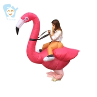 Unisex Erwachsene Kinder Lustiges Halloween Neujahr Ostern Kostüm Rosa Flamingo Aufblasbar Polyester Langlebig