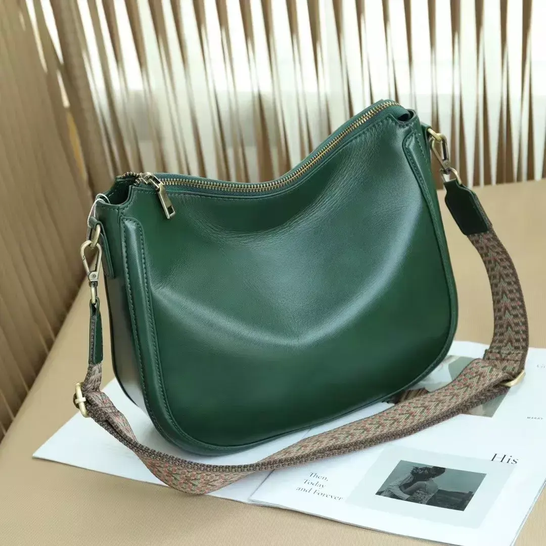 Bolsas de luxo para mulheres, bolsa de couro curtido vegetal de primeira camada, bolsa de couro para mulheres, bolsa macia de couro de cera e óleo