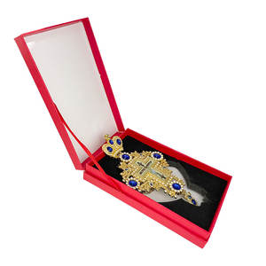 HT avrupa ortodoks 18k altın kaplama pektoral çapraz kolye simge baskı ve renk taşlar özelleştirmek - Product Image 5