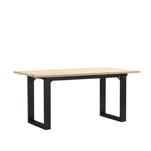 Tavolino da caffè con struttura a O in legno massello di pino e acciaio, 35,4x15,7x17,7 pollici, mobili moderni e industriali per soggiorno - Product Image 1