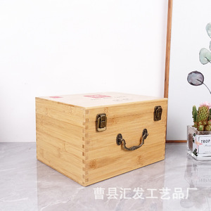 Bamboo Storage <b>Box</b> Rectangle Customizable Size With Handle For Tea Set Packaging - Product Image 2