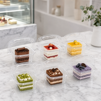 Scatola Quadrata Trasparente in PET per Pasticceria con Manico Integrato, Contenitore Usa e Getta a Conchiglia per Imballaggio Alimentare, Dimensioni Personalizzabili