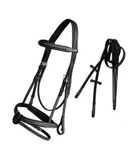 Shemax 2023 Alta Calidad Personalizado Al Por Mayor CABALLO DE CUERO DIAMANTE BRIDLE NEGRO/TAN ACOLCHADO DIAMANTES N/B Venta Caliente Halters - Product Image 1