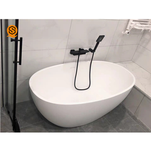 Baignoire autoportante ovale en acrylique blanche moderne pour salle de bain - Product Image 6