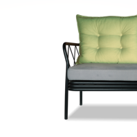 Fauteuil de jardin moderne en métal industriel avec coussin en tissu, confortable, pour villa, patio, balcon, terrasse, mobilier d'extérieur de luxe