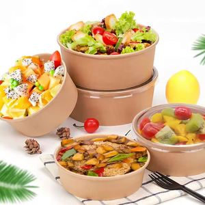 Envases de Papel Kraft Marrón de 500, 750, 1000, 1100 y 1300 ml para Comida para Llevar, Tazones para Sopa y Ensalada, Desechables con Tapas - Product Image 5