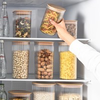 Wadah penyimpanan makanan dapur grosir, toples bumbu plastik bening dengan tutup bambu tertutup