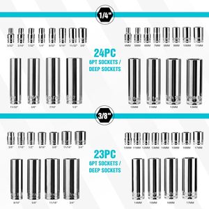 121-Piece Professional <b>Hand</b> Metric Sockets <b>Set</b> Ratchet <b>Tool</b> Hard Case Auto Repair Vehicle Kit - Product Image 4