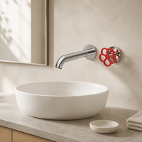 Robinet de lavabo mural monocommande en laiton noir avec cartouche céramique, mitigeur de lavabo encastré