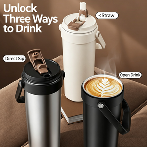 แก้วกาแฟแบบพกพา ขนาด 700 มล. ผลิตจากสแตนเลสสตีล พร้อมฉนวนสุญญากาศและเคลือบเซรามิก ดีไซน์ทันสมัย เหมาะสำหรับเป็นของขวัญทางธุรกิจ ใช้ในรถยนต์ หรือสำหรับออกกำลังกาย - Product Image 1