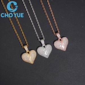 Pendentif Cœur Brisé en Moissanite CHOYUE Plaqué Or 18K Bijoux Hip-Hop Unisexe - Product Image 1