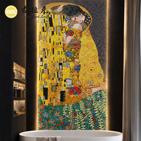 Mosaïque en verre artisanale personnalisée, motif le baiser, murale décorative, parquet mural, carrelage mural pour la décoration intérieure d'hôtels, de maisons et de villas