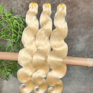 ผมต่อแบบ Double Drawn สีบลอนด์ 613 แบบ Body Wave แท้ 100% ผมบราซิลแบบไม่ผ่านกระบวนการ 613 ผมมนุษย์แท้ - Product Image 1